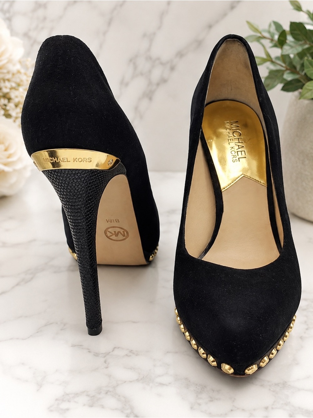 Michael Kors Ailee Studded Suede Platform Pumps size 6.5